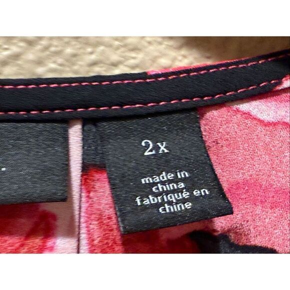 Halogen Floral Long Sleeve V-Neck Blouse Size 2X Artsy Career Office - Picture 4 of 12